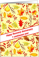1 Year, Happy Recovery Anniversary, Fall foliage card