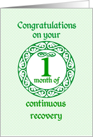 1 Month Anniversary, Green on Mint Green with a prominent number card