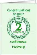 2 Month Anniversary, Green on Mint Green with a prominent number card