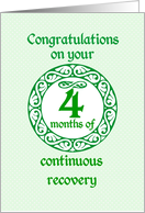 4 Month Anniversary, Green on Mint Green with a prominent number card