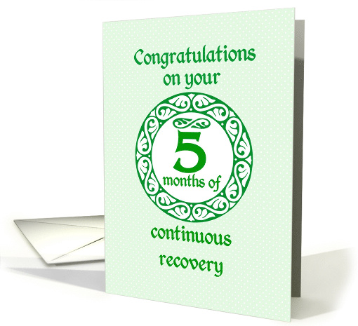 5 Month Anniversary, Green on Mint Green with a prominent number card