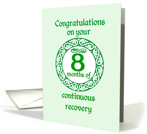 8 Month Anniversary, Green on Mint Green with a prominent number card