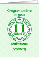 11 Month Anniversary, Green on Mint Green with a prominent number card