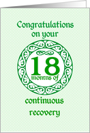 18 Month Anniversary, Green on Mint Green with a prominent number card