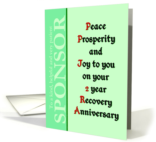 Sponsor, 2 Year, Happy Recovery Anniversary card (1503274)