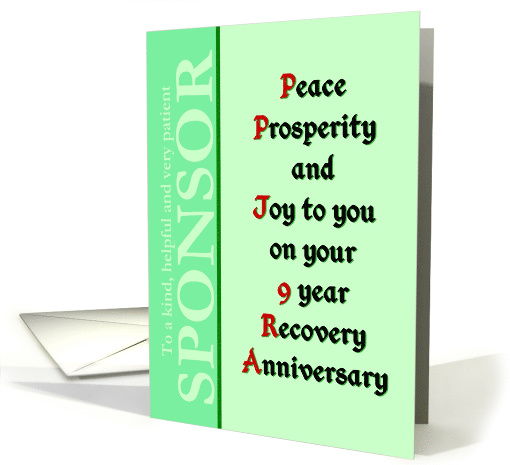 Sponsor, 9 Year, Happy Recovery Anniversary card (1503288)