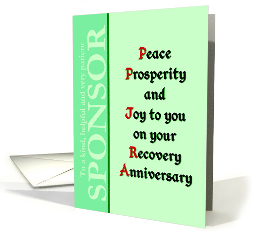 Sponsor, Any Year, Happy Recovery Anniversary card (1503454)