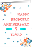 5 Years, Happy Recovery Anniversary, star studded card