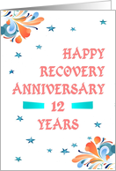 12 Years, Happy Recovery Anniversary, star studded card