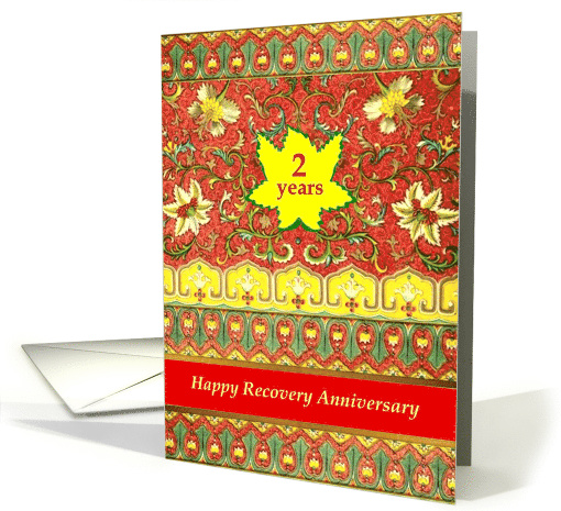 2 Years, Happy Recovery Anniversary, vintage Japanese design card
