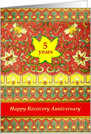 5 Years, Happy Recovery Anniversary, vintage Japanese design card