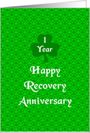 1 Year, Happy Recovery Anniversary, Shamrock Trinity card