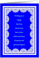 Any Year, Happy Recovery Anniversary Peace Prosperity Spirit Progress card