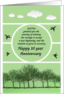 10 Years, Happy Recovery Anniversary, green sky card