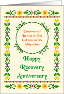Any Year, Happy Recovery Anniversary, Art Nouveau style card