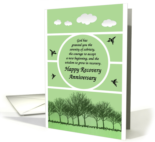 Any Year, Happy Recovery Anniversary, green sky card (1507914)