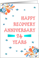 24 Years, Happy Recovery Anniversary, star studded card