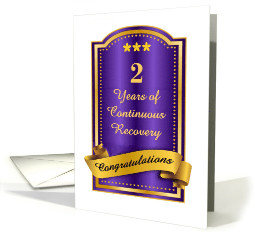 2 Years, Continuous Recovery blue congratulations plaque card