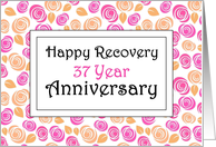 37 Year, Smell the roses, Happy Recovery Anniversary card
