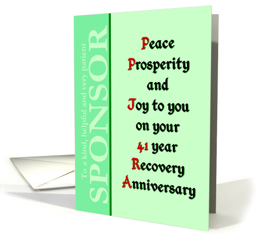 Sponsor, 41 year, Happy Recovery Anniversary card (1513822)