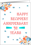 32 Years, Happy Recovery Anniversary, star studded card