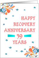 39 Years, Happy Recovery Anniversary, star studded card