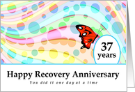 37 Years, Happy Recovery Anniversary, One day at a time card