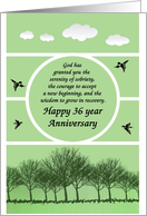 36 Years, Happy Recovery Anniversary, green sky card