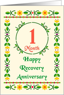 1 Month, Happy Recovery Anniversary, Art Nouveau style card