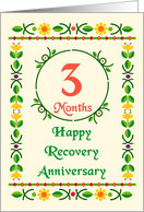 3 Month, Happy Recovery Anniversary, Art Nouveau style card