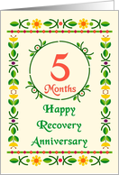 5 Month, Happy Recovery Anniversary, Art Nouveau style card