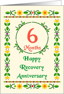 6 Month, Happy Recovery Anniversary, Art Nouveau style card