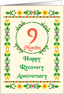 9 Month, Happy Recovery Anniversary, Art Nouveau style card