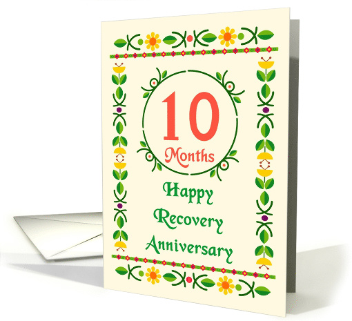 10 Month, Happy Recovery Anniversary, Art Nouveau style card (1516986)