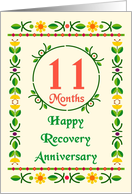 11 Month, Happy Recovery Anniversary, Art Nouveau style card