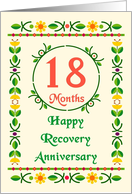 18 Month, Happy Recovery Anniversary, Art Nouveau style card