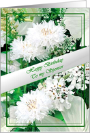 Happy Birthday To My Sponsor, Satin Ribbon, White Flowers card