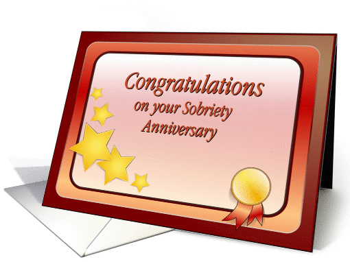 Congratulations, Sobriety Anniversary, Stars, Medallion card (908992)