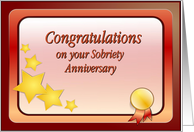 Congratulations, Sobriety Anniversary, Stars, Medallion card