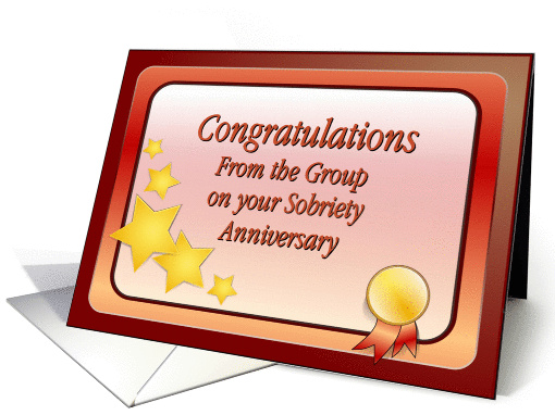 Congratulations, From the Group, Sobriety Anniversary, Stars, card