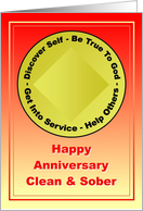 Congratulations, Happy Anniversary, Medallion, Clean, Sober card