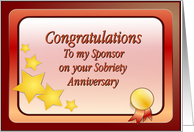 Congratulations, To My Sponsor, Medallion, Sobriety Stars, Medallion card
