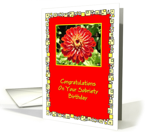 Congratulations, Sobriety Birthday, Red Flower, card (914233)