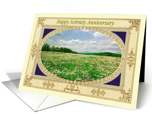 Happy Sobriety Anniversary. Field of flowers, card (915797)
