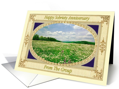 Happy Sobriety Anniversary. From the Group, Field of flowers, card