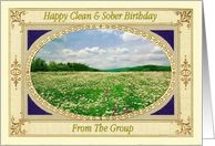 Happy Clean & Sober Birthday, From The Group, Field of flowers, card