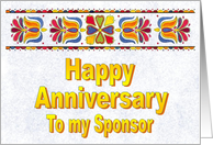 Pa. Dutch, Folk Art, Happy Anniversary, To my Sponsor card