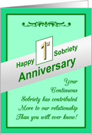 Happy FIRST YEAR,Sobriety Anniversary, card