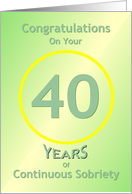 40 Years of Continuous Sobriety, Congratulations card