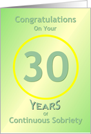 30 Years of Continuous Sobriety, Congratulations card